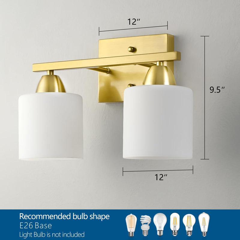 Vintage Wall Sconce Glass Shade Lamp with 12 (2 Pack)