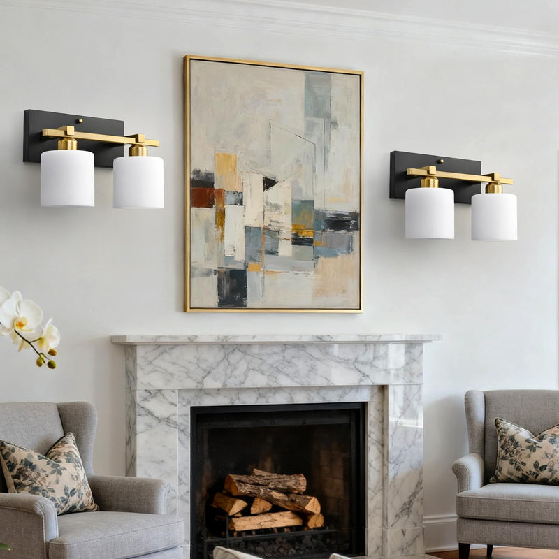 Vintage Wall Sconce Glass Shade Lamp with 12 (2 Pack)