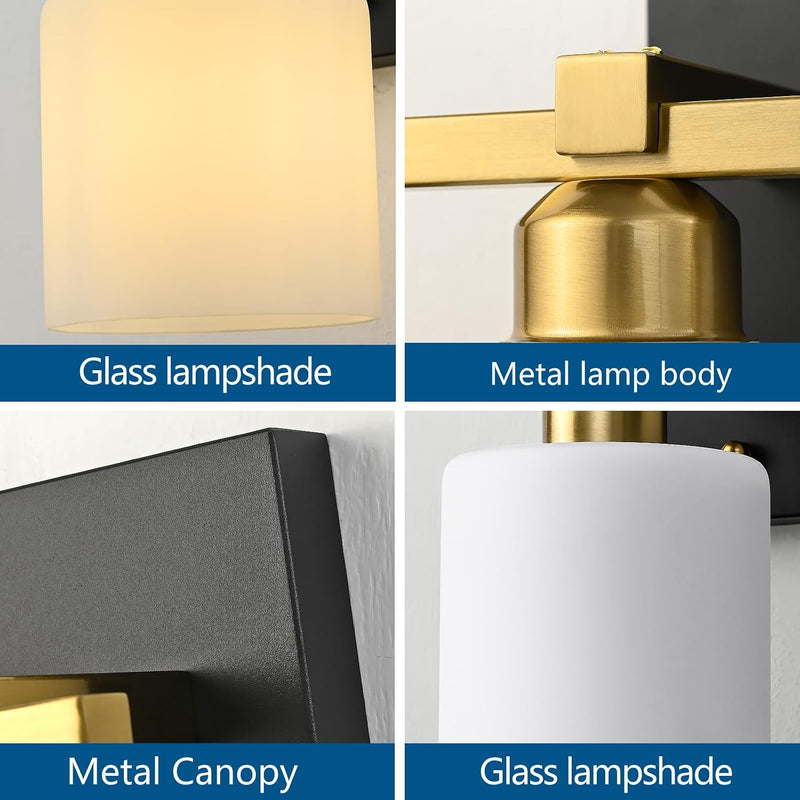 Vintage Wall Sconce Glass Shade Lamp with 12 (2 Pack)