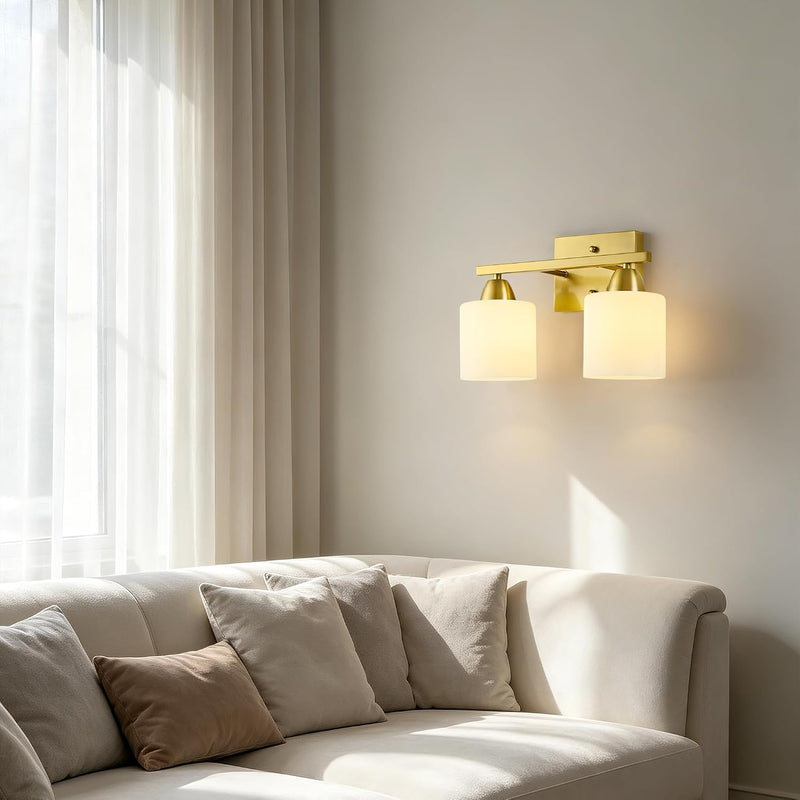 Vintage Wall Sconce Glass Shade Lamp with 12 (2 Pack)