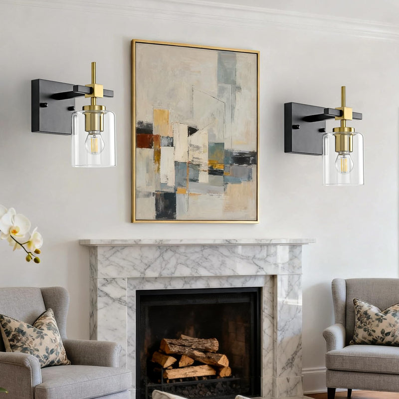 Vintage Wall Sconce Glass Shade Lamp with 12 (2 Pack)