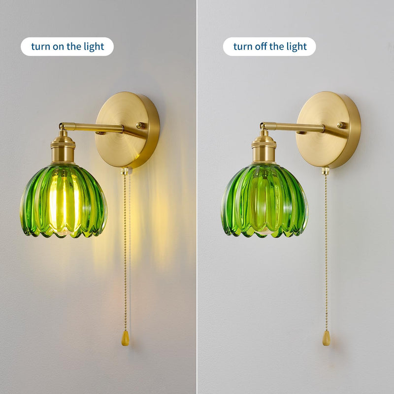 Vintage Wall Sconce Glass Shade Lamp with 12 (2 Pack)
