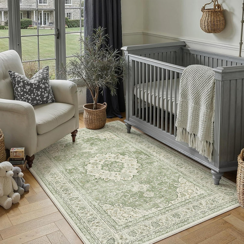 Vintage Washable Large Rugs Living Room Area Rug