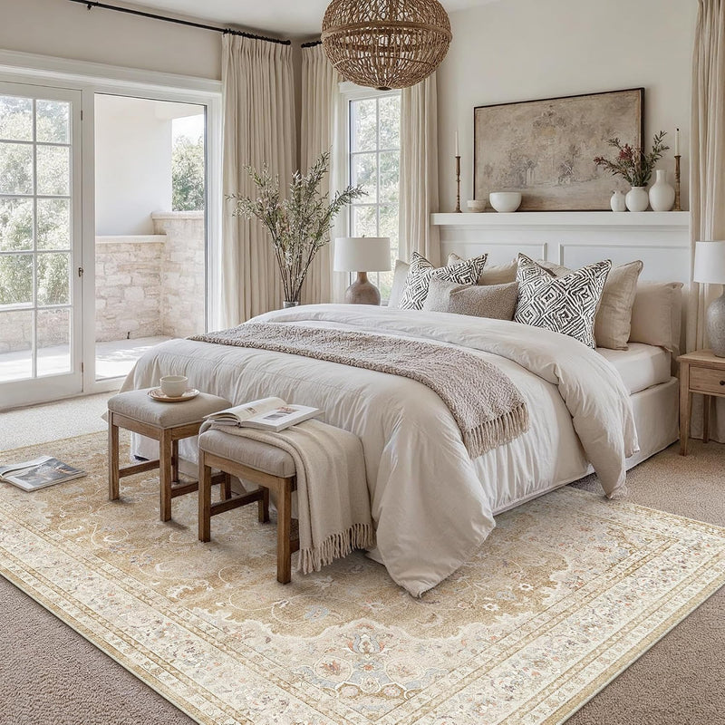 Vintage Washable Large Rugs Living Room Area