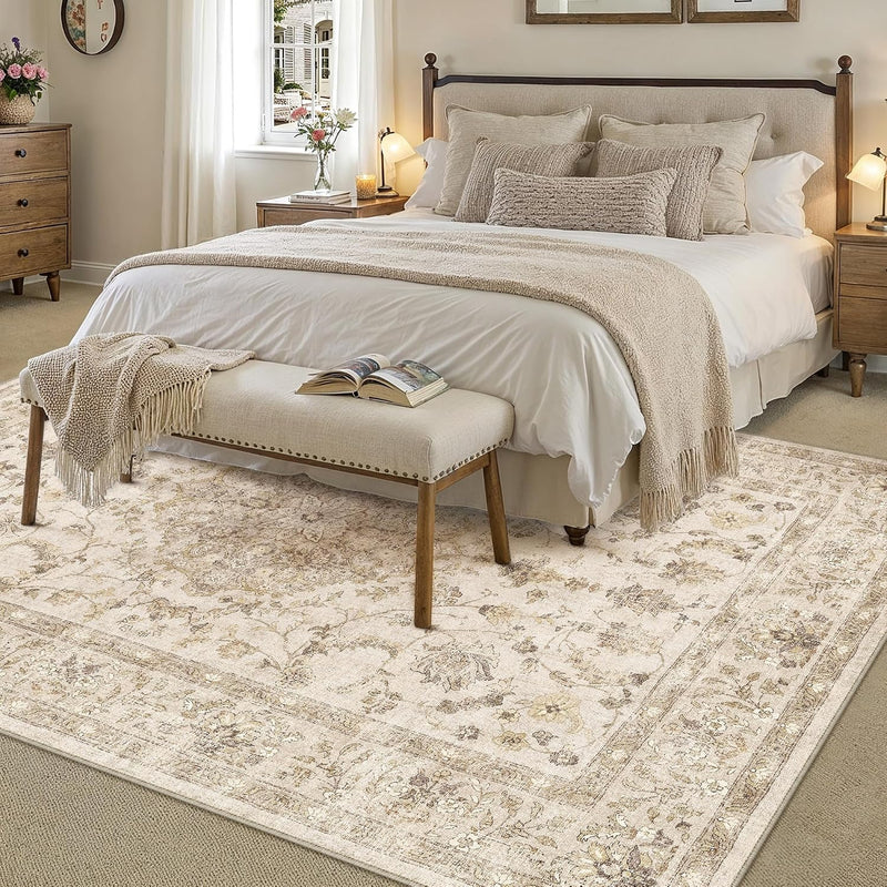 Vintage Washable Large Rugs Living Room Area