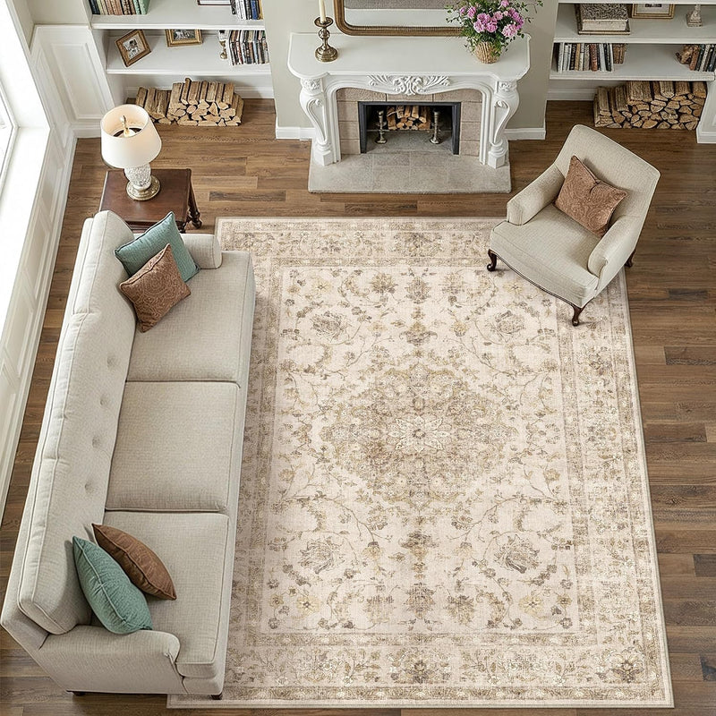 Vintage Washable Large Rugs Living Room Area
