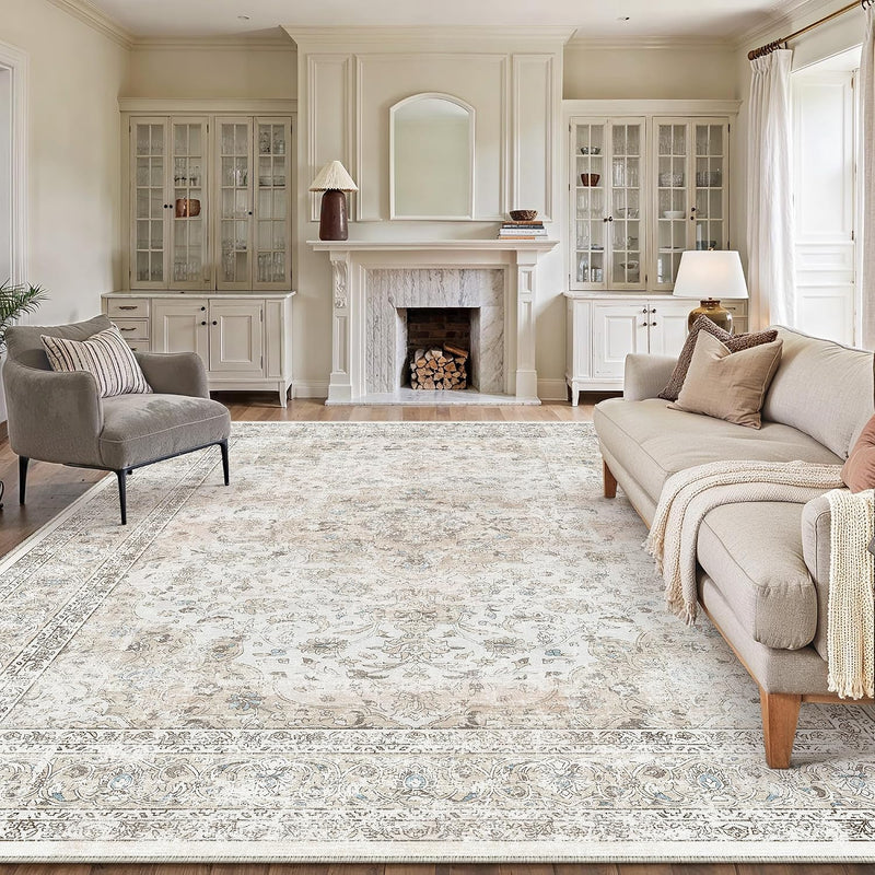 Vintage Washable Large Rugs Living Room Area