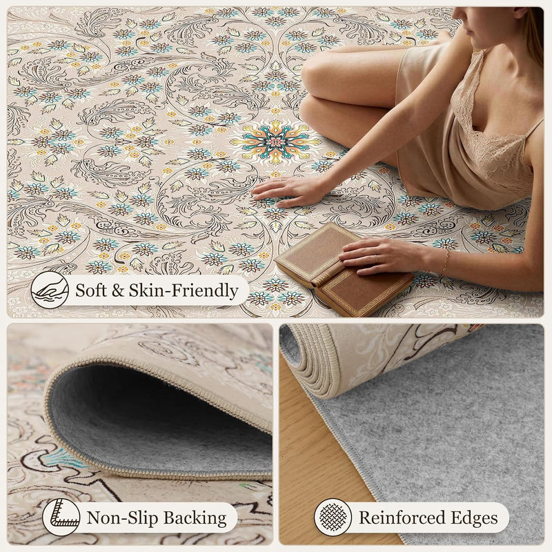Vintage Washable Rugs for Living Room