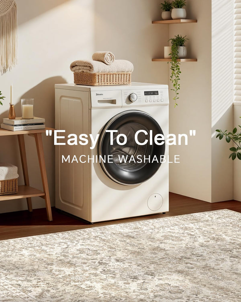 Vintage Washable Area Rug for Bedroom Living