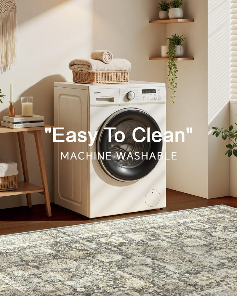 Vintage Washable Area Rug for Bedroom Living