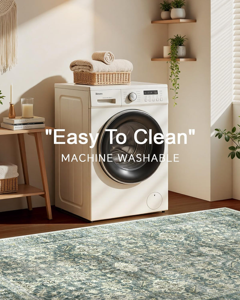 Vintage Washable Area Rug for Bedroom Living