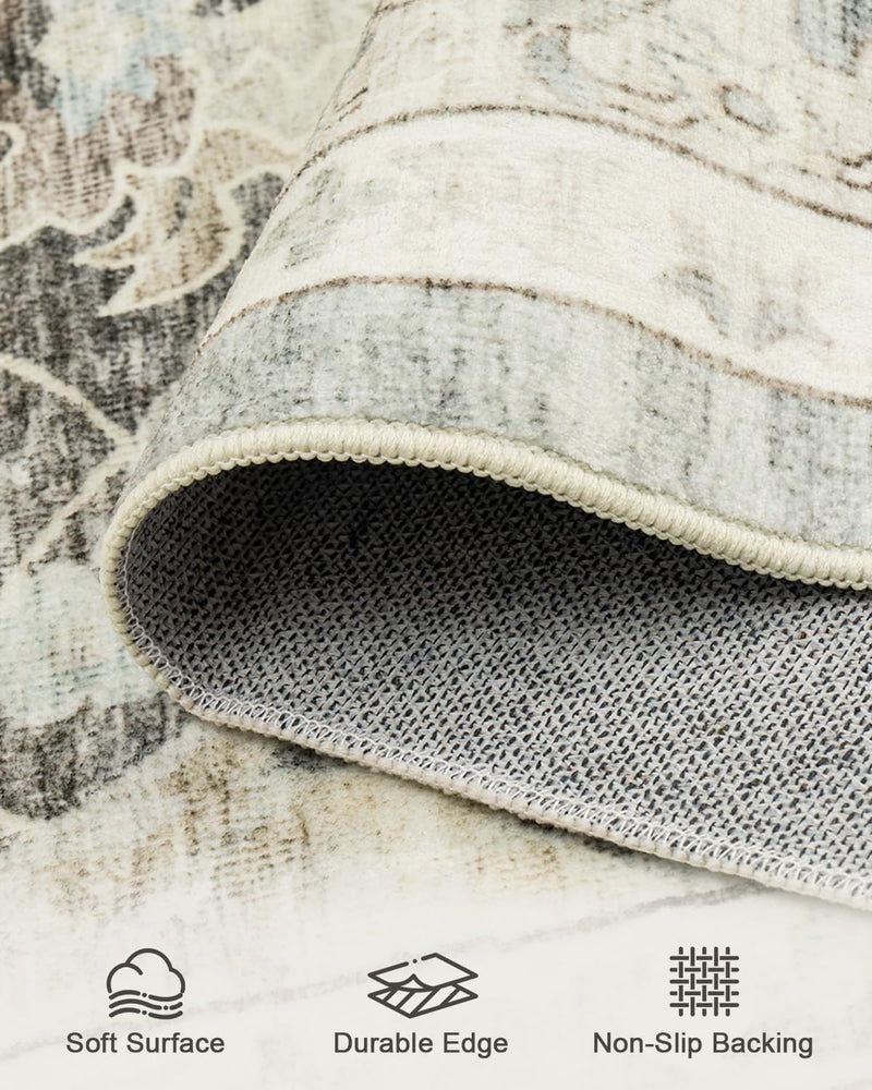 Vintage Washable Area Rug for Bedroom Living
