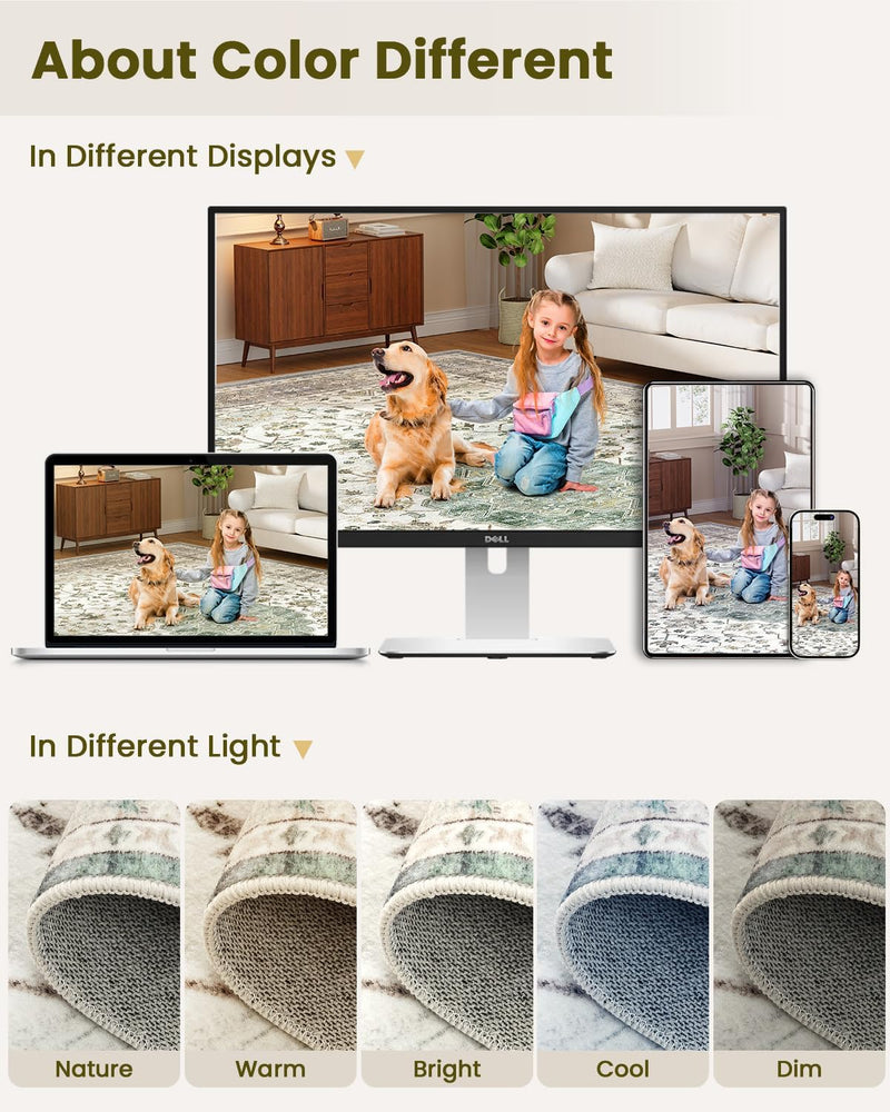Vintage Washable Area Rug for Bedroom Living