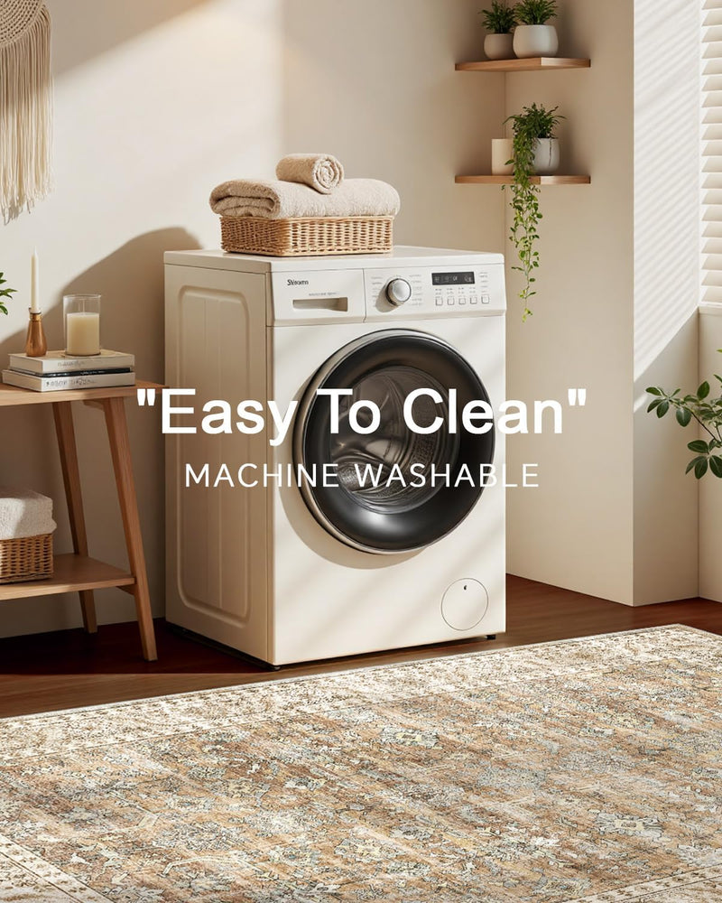 Vintage Washable Area Rug for Bedroom Living
