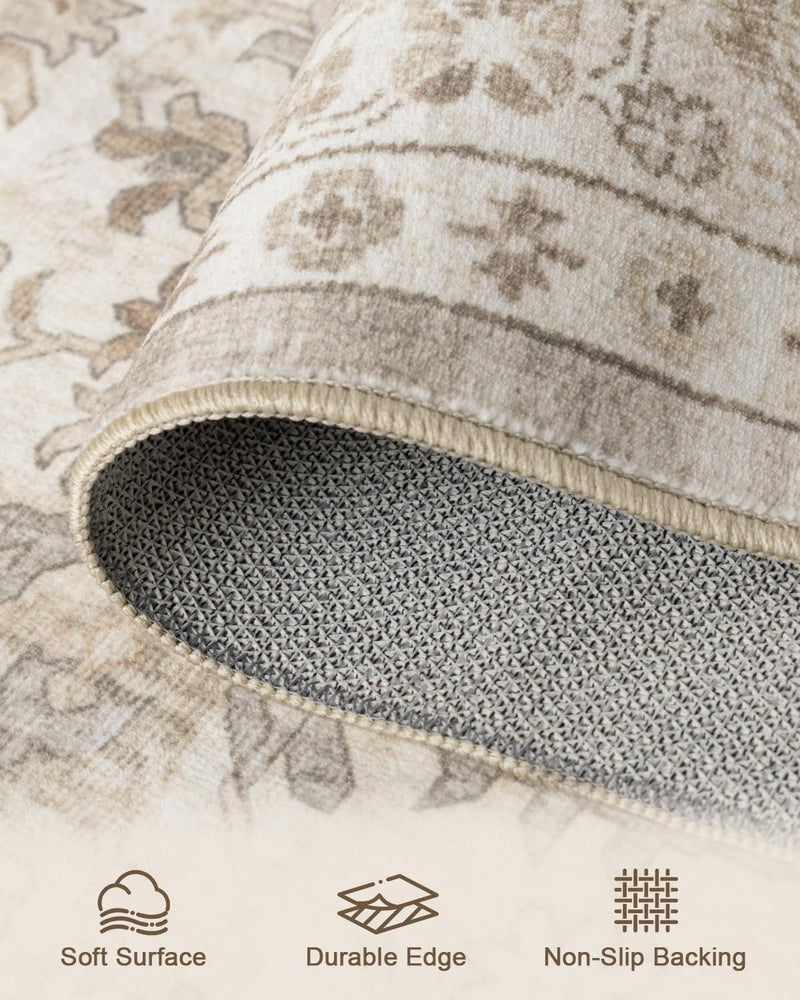 Vintage Washable Area Rug for Bedroom Living