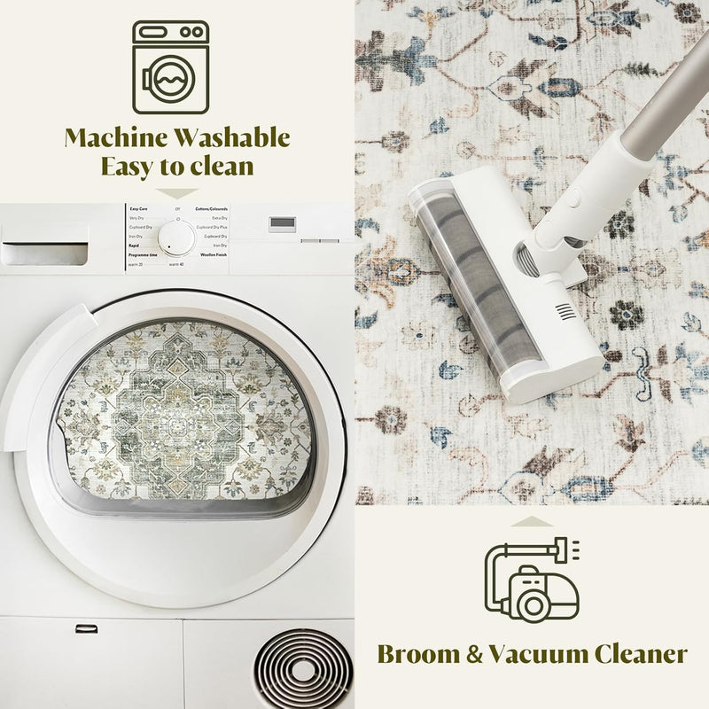 Vintage Washable Area Rug for Bedroom Living