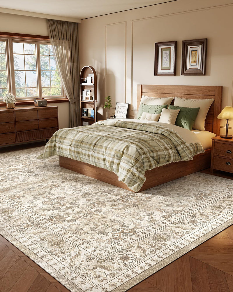 Vintage Washable Area Rug for Bedroom Living