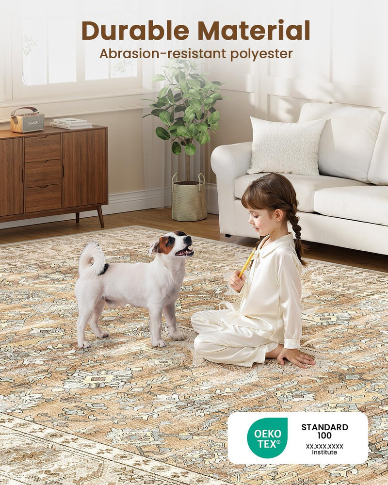 Vintage Washable Area Rug for Bedroom Living