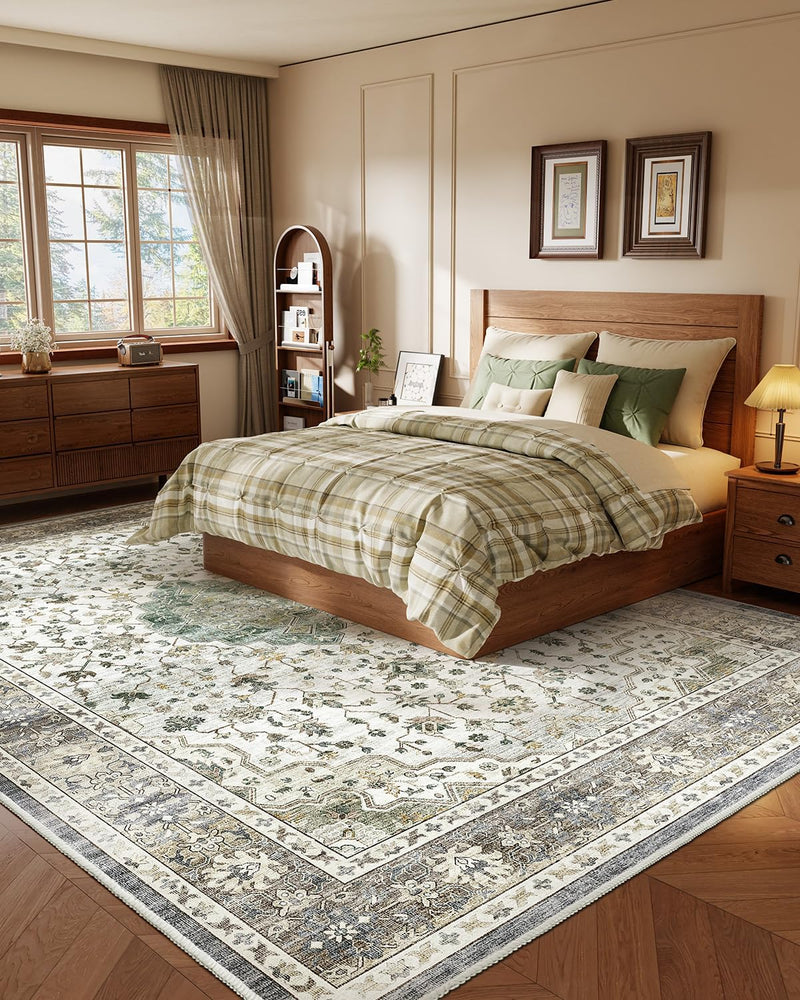 Vintage Washable Area Rug for Bedroom Living