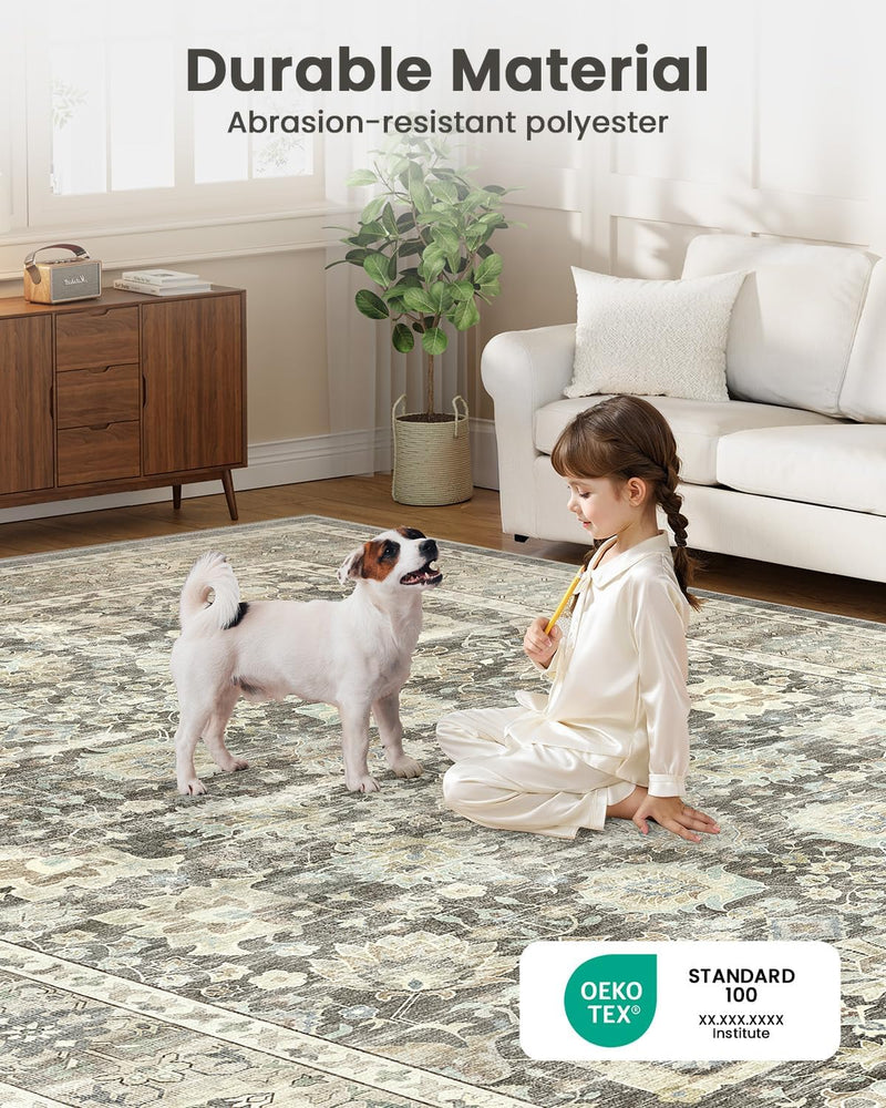 Vintage Washable Area Rug for Bedroom Living