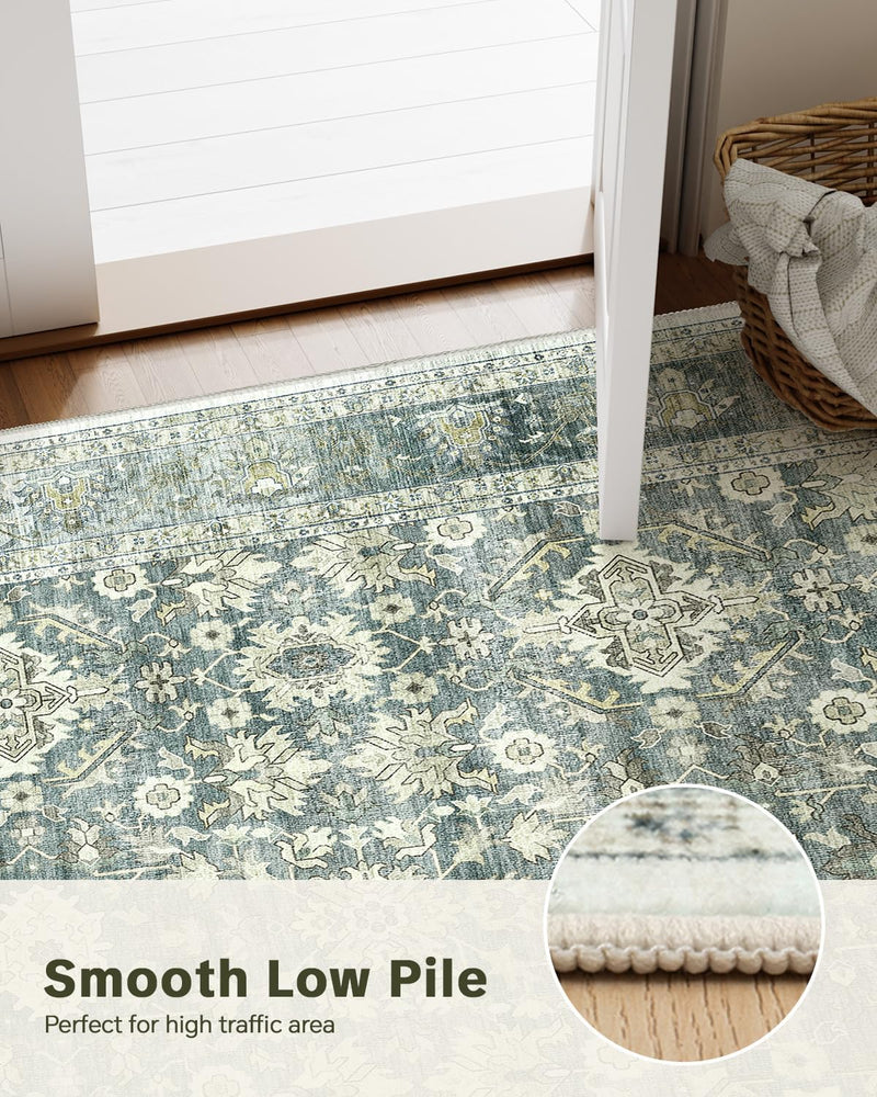 Vintage Washable Area Rug for Bedroom Living