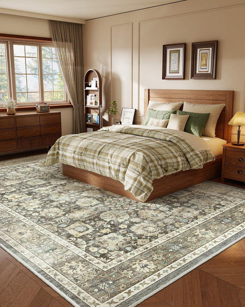 Vintage Washable Area Rug for Bedroom Living