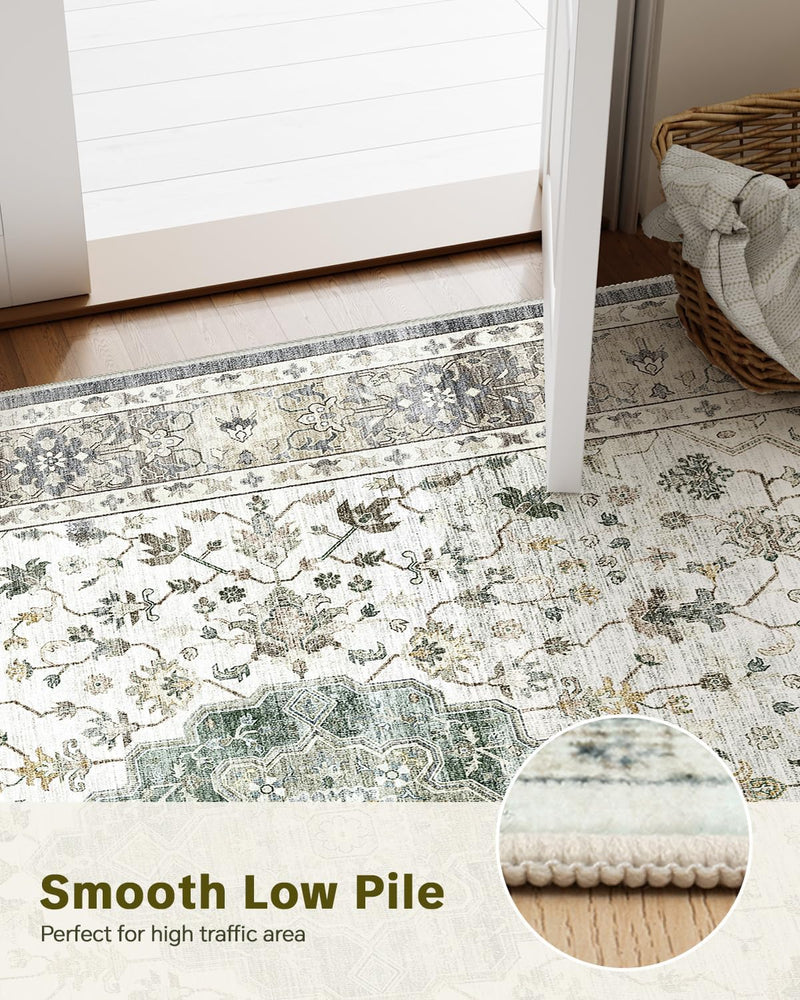 Vintage Washable Area Rug for Bedroom Living