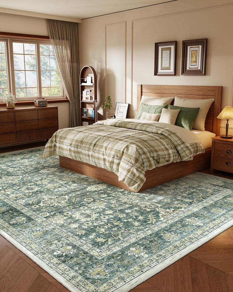 Vintage Washable Area Rug for Bedroom Living