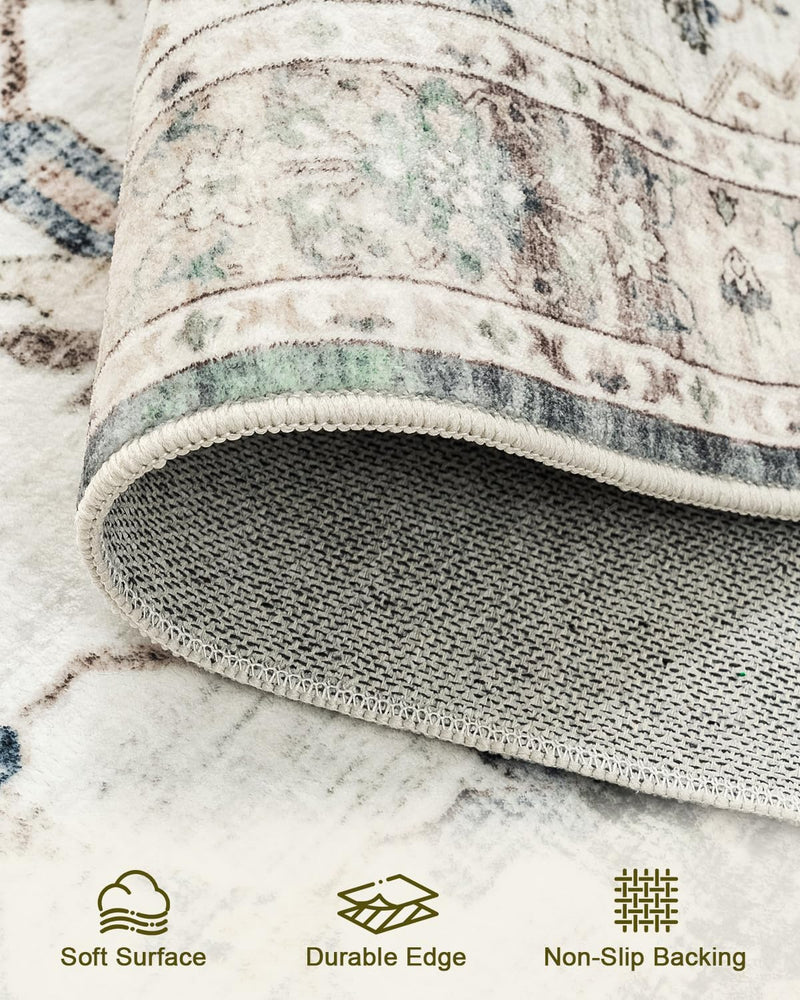 Vintage Washable Area Rug for Bedroom Living