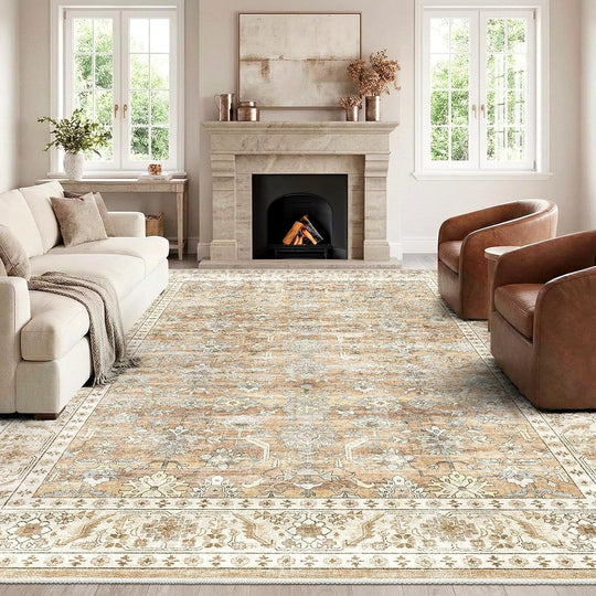 Vintage Washable Area Rug for Bedroom Living Room
