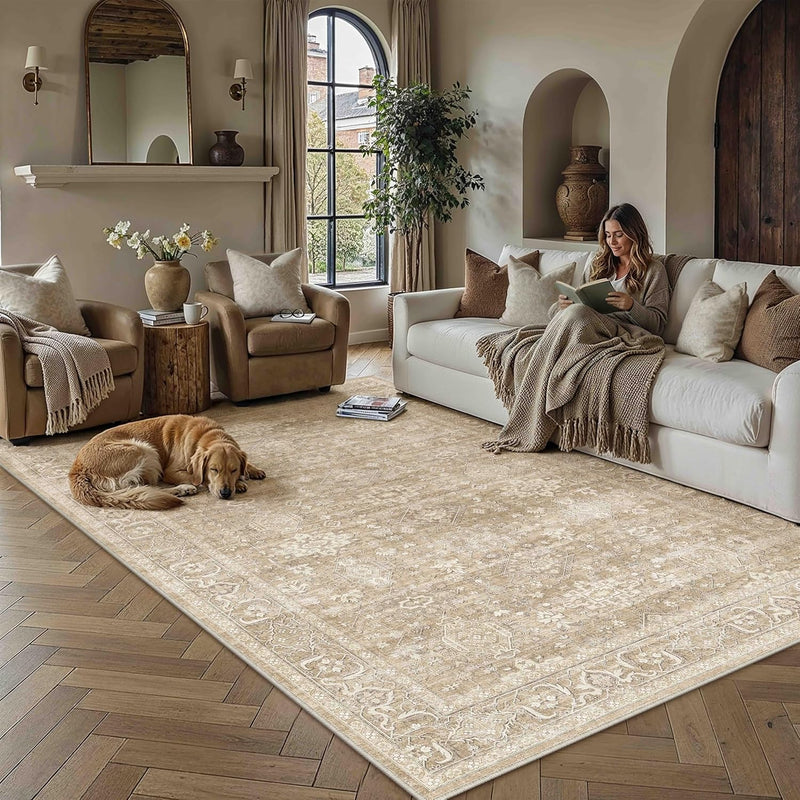 Vintage Washable Rugs Living Room Area Rug