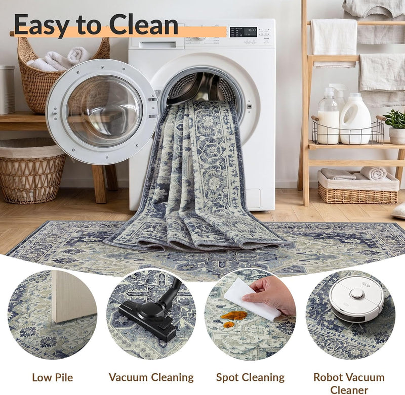 Vintage Washable Rugs Living Room Non Slip