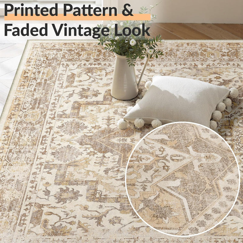 Vintage Washable Rugs Living Room Non Slip