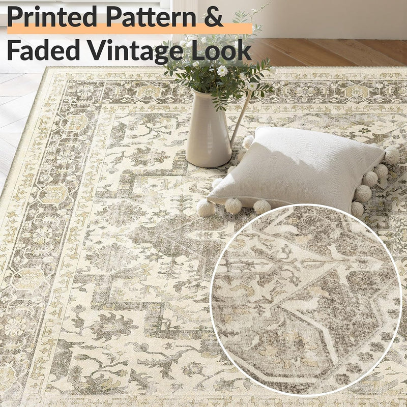Vintage Washable Rugs Living Room Non Slip