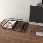 Vintage Wood Metal Letter Tray Desk Organizers Paper (Set of 2)