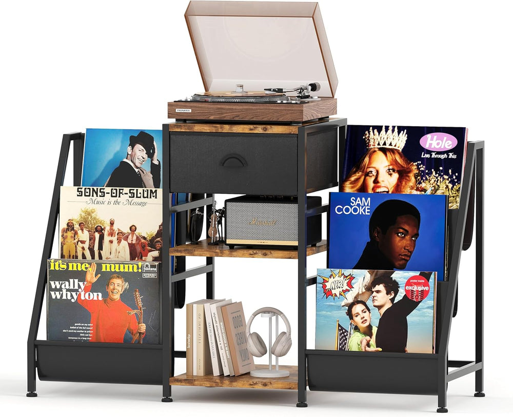 Vinyl Record Player Stand with 3-Tier Storage Turntable