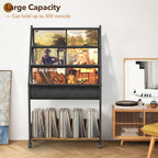 Vinyl Record Player Stand with Storage Holds Up