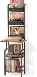 Vinyl Record Storage with Player Stand Tall Turntable