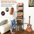 Vinyl Record Storage with Player Stand Tall Turntable