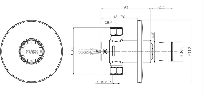 Vision Non-Concussive 1 Outlet Shower System Chrome