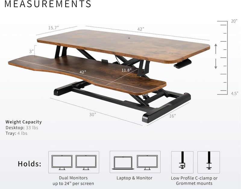 Standing Desk Converter Height Adjustable Riser