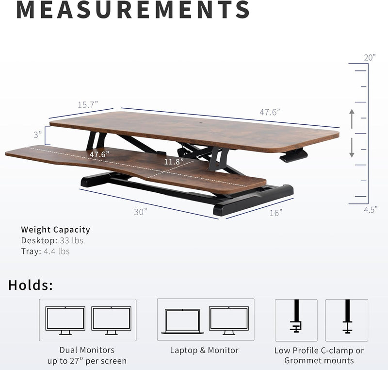 Standing Desk Converter Height Adjustable Riser