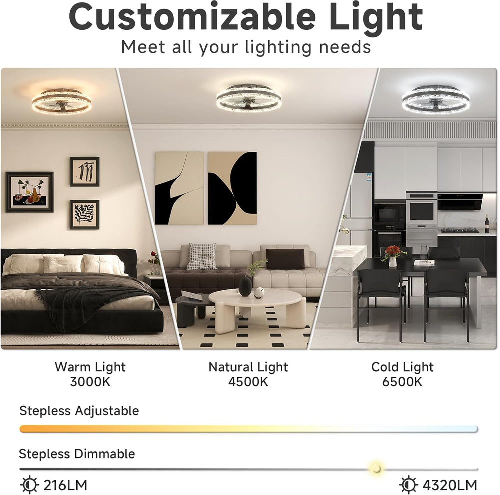 Volisun Ceiling Fans with Lights and Remote 40CM