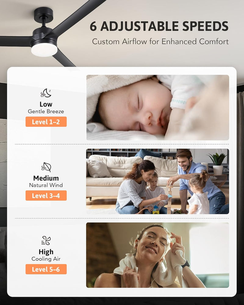 52 Inch Ceiling Fan with Light Remote Control