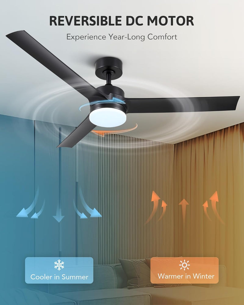52 Inch Ceiling Fan with Light Remote Control
