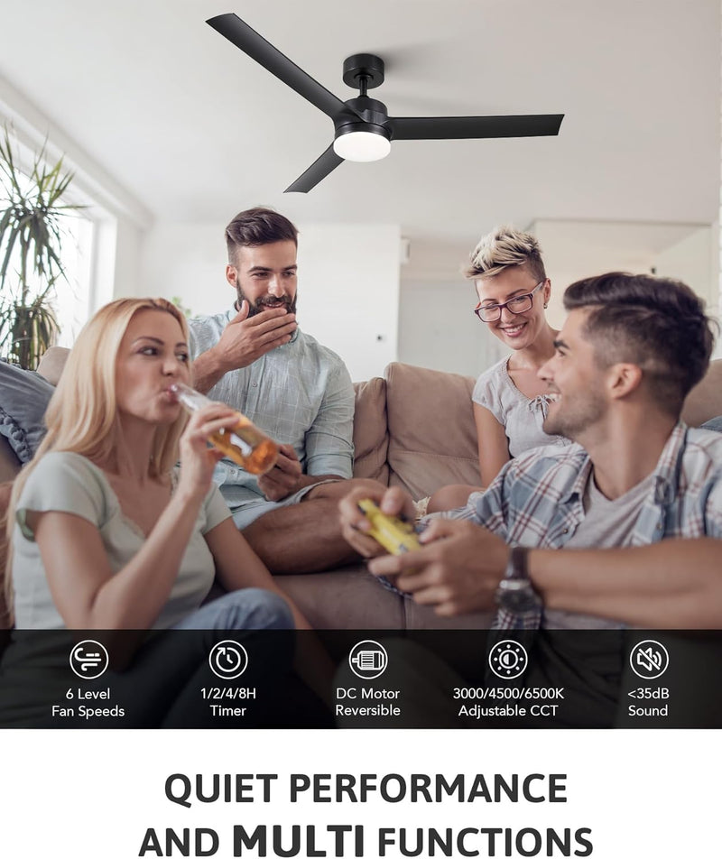52 Inch Ceiling Fan with Light Remote Control