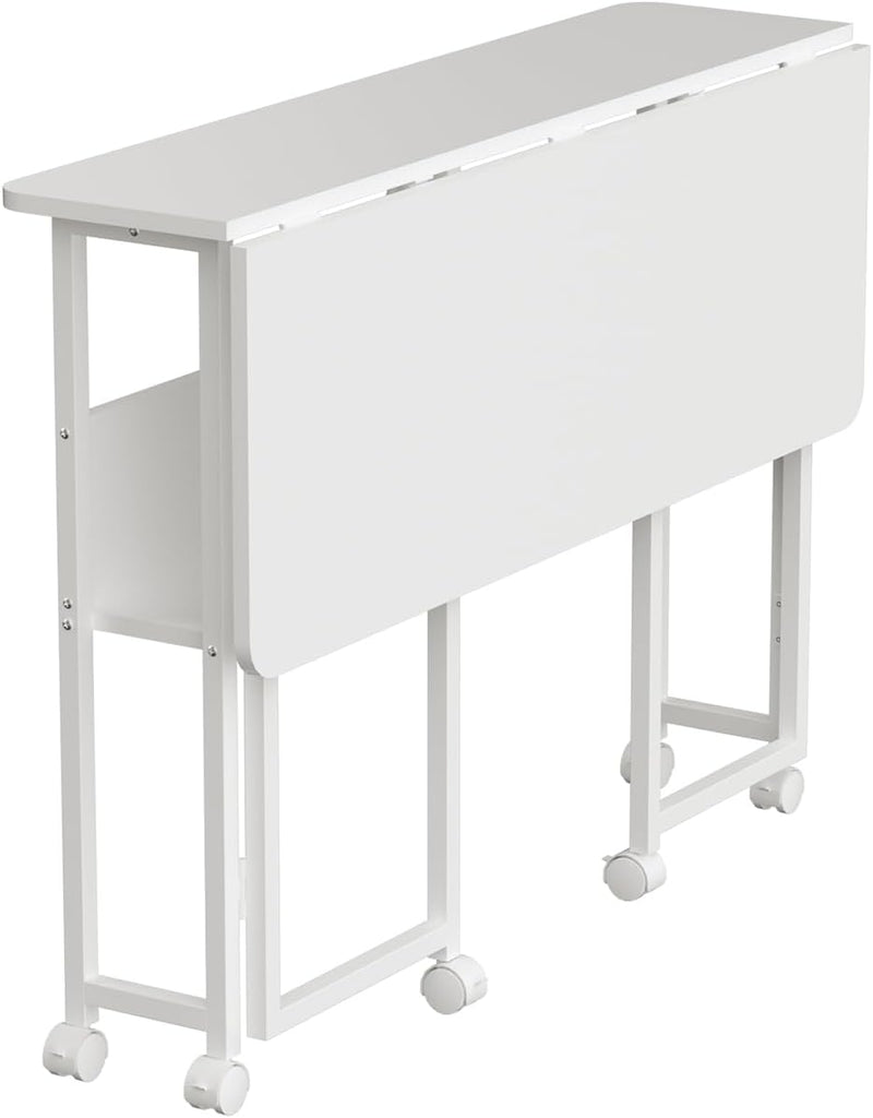 W Folding Mobile Desk 100x58CM with Shelf