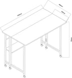 W Folding Mobile Desk 100x58CM with Shelf