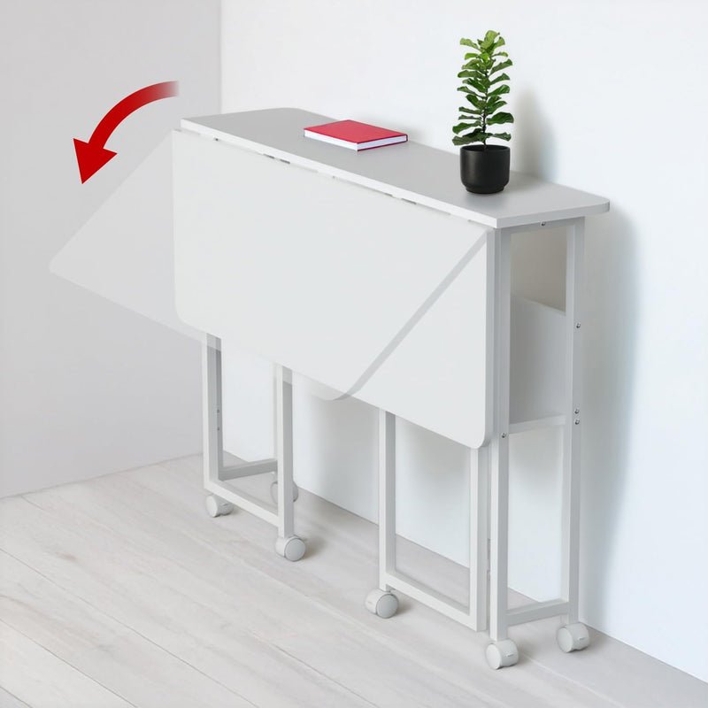 W Folding Mobile Desk 100x58CM with Shelf