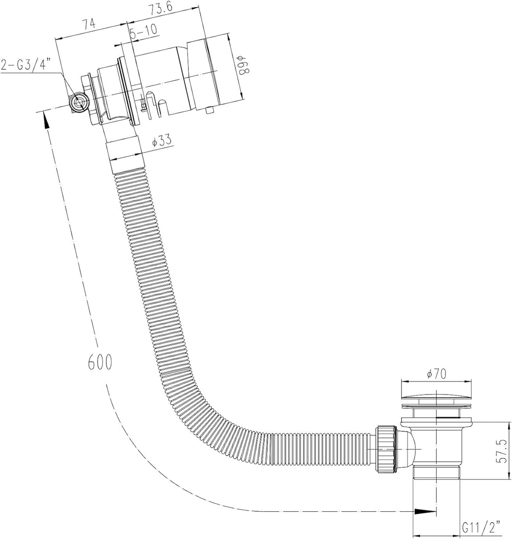W52 Bath Filler Waste and Overflow Mixer Tap